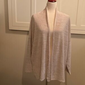 Eileen Fisher Cream Linen Open-Front Cardigan